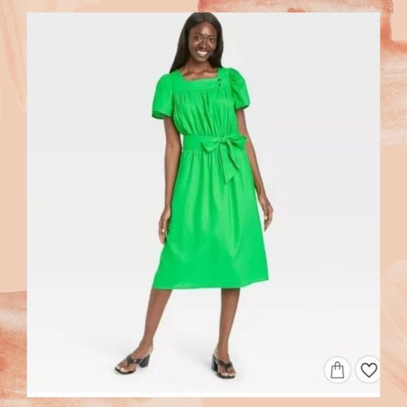 Who What Wear Dresses & Skirts - NWT Who What Wear Green Waist Tie Midi Dress